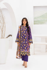 Gull-e-Noor MFDS-D4-GN-3P-01 Slub Lawn Three Piece