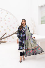 Gull-e-Noor MFDS-D4-GN-3P-03 Slub Lawn Three Piece