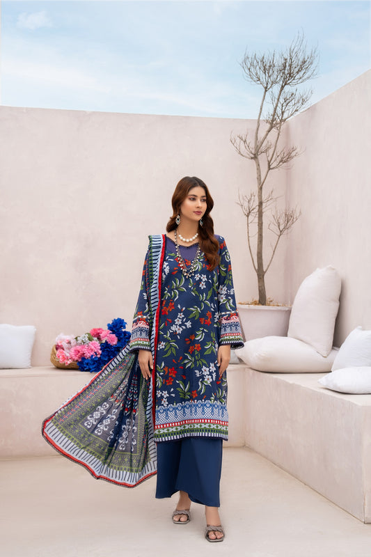 Salwa MFDS-E4-SA-3P-03 Cross Slub Lawn Three Piece