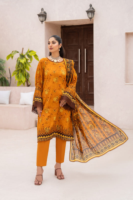 Salwa MFDS-E4-SA-3P-07 Cross Slub Lawn Three Piece